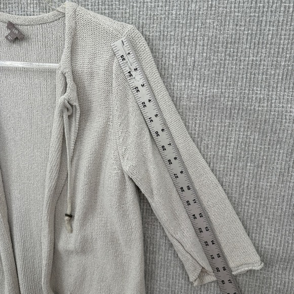 J. Jill Open Knit Cardigan Duster Pockets Silk Blend Neutral Tunic Top‎ L - Picture 7 of 12